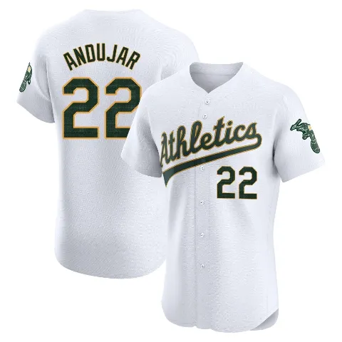 Men's Oakland Athletics ＃22 Miguel Andujar White Elite Home Jersey