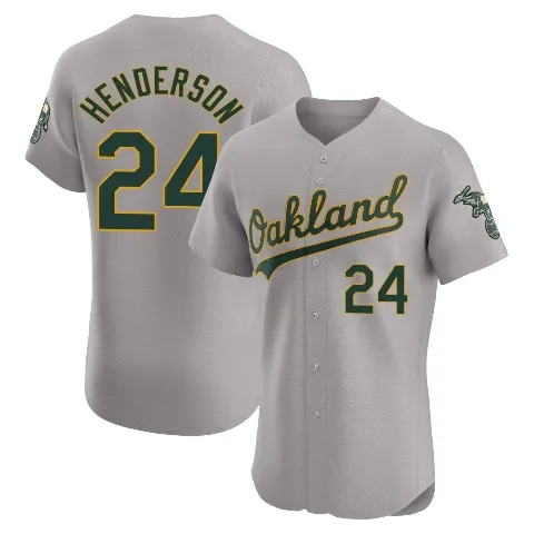 Men's Oakland Athletics ＃24 Rickey Henderson Gray Elite Road Jersey