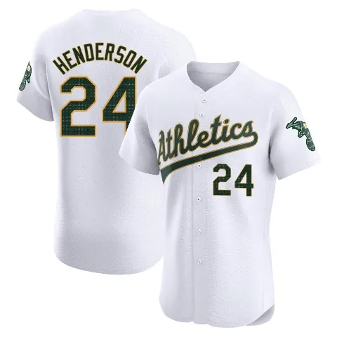 Men's Oakland Athletics ＃24 Rickey Henderson White Elite Home Jersey