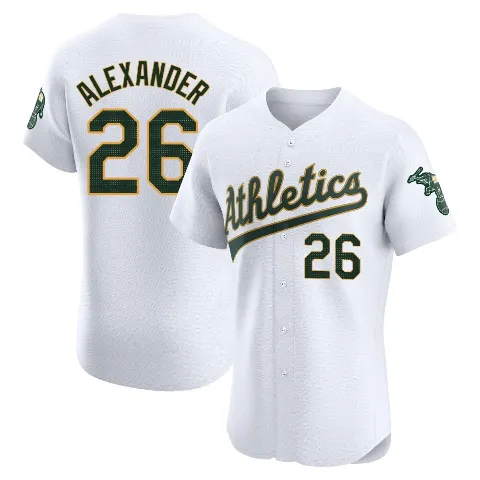 Men's Oakland Athletics ＃26 CJ Alexander White Elite Home Jersey