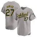 Men's Oakland Athletics ＃27 Catfish Hunter Gray Limited Away Jersey