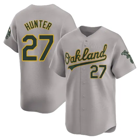 Men's Oakland Athletics ＃27 Catfish Hunter Gray Limited Away Jersey