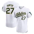 Men's Oakland Athletics ＃27 Catfish Hunter White Elite Home Jersey