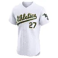 Men's Oakland Athletics ＃27 Catfish Hunter White Elite Home Jersey