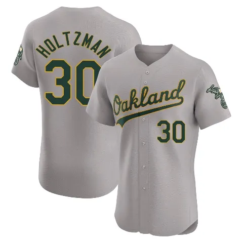 Men's Oakland Athletics ＃30 Ken Holtzman Gray Elite Road Jersey