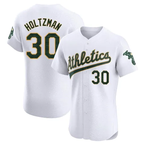 Men's Oakland Athletics ＃30 Ken Holtzman White Elite Home Jersey