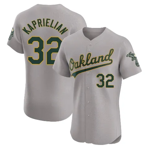 Men's Oakland Athletics ＃32 James Kaprielian Gray Elite Road Jersey
