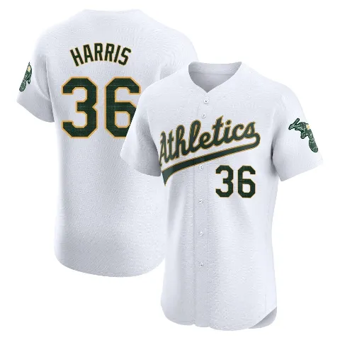 Men's Oakland Athletics ＃36 Hogan Harris White Elite Home Jersey