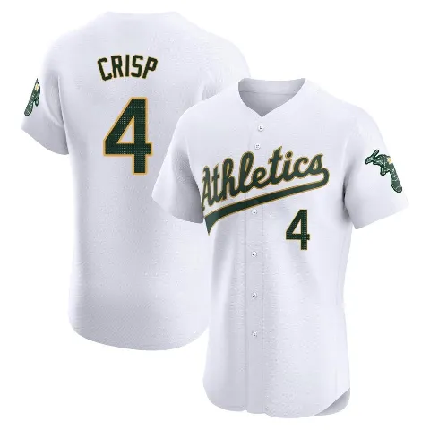 Men's Oakland Athletics ＃4 Coco Crisp White Elite Home Jersey