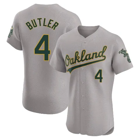 Men's Oakland Athletics ＃4 Lawrence Butler Gray Elite Road Jersey