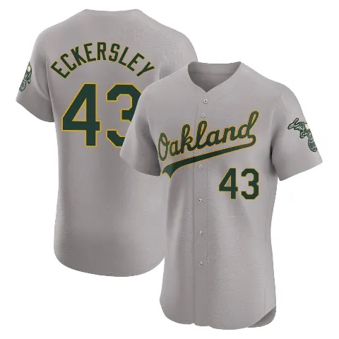Men's Oakland Athletics ＃43 Dennis Eckersley Gray Elite Road Jersey