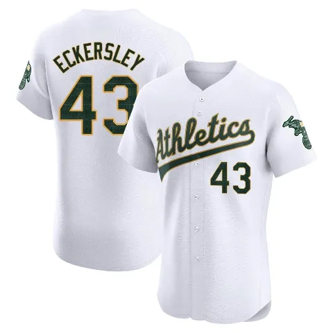 Men's Oakland Athletics ＃43 Dennis Eckersley White Elite Home Jersey