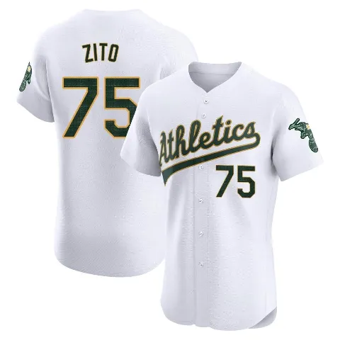 Men's Oakland Athletics ＃75 Barry Zito White Elite Home Jersey
