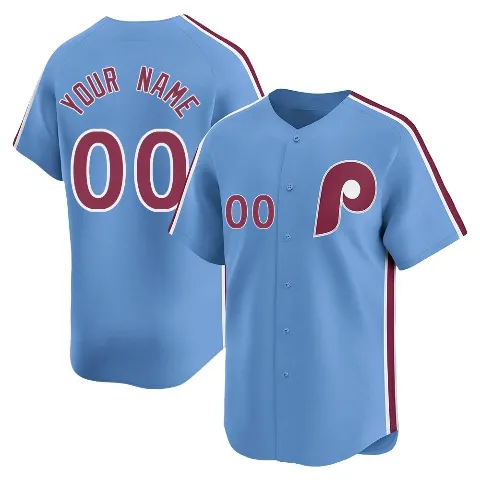 Men's Philadelphia Phillies ＃00 Custom Light Blue Limited Alternate Jersey