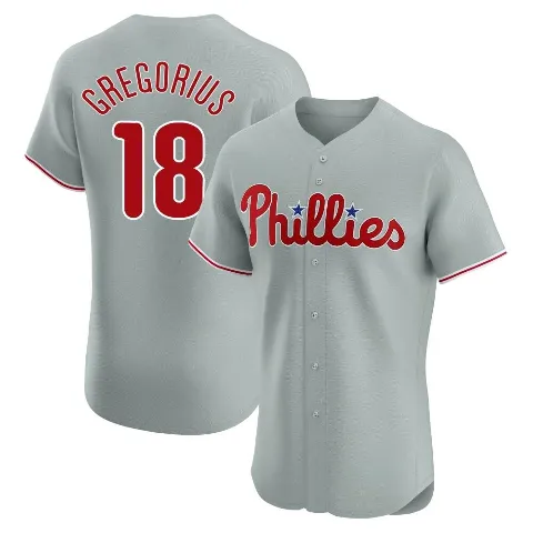Men's Philadelphia Phillies ＃18 Didi Gregorius Gray Elite Road Jersey
