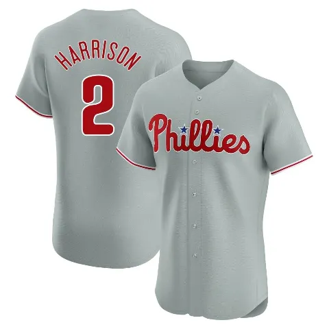 Men's Philadelphia Phillies ＃2 Josh Harrison Gray Elite Road Jersey