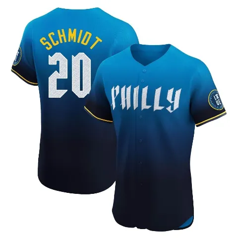Men's Philadelphia Phillies ＃20 Mike Schmidt Blue Elite 2024 City Connect Jersey