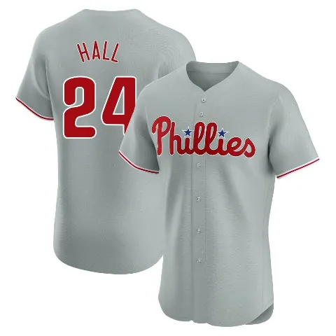 Men's Philadelphia Phillies ＃24 Darick Hall Gray Elite Road Jersey