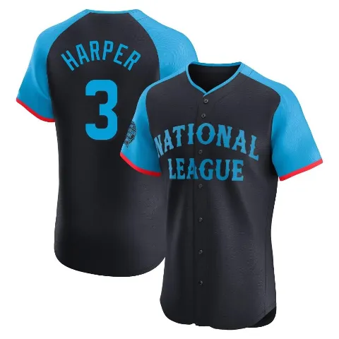 Men's Philadelphia Phillies ＃3 Bryce Harper Navy Elite National League 2024 All-Star Game Jersey