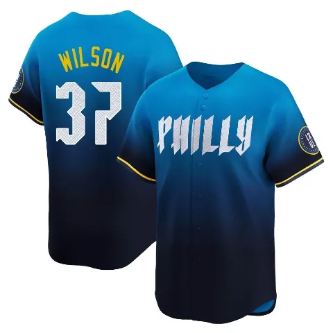 Men's Philadelphia Phillies ＃37 Weston Wilson Blue Limited 2024 City Connect Jersey