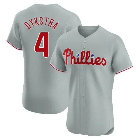 Men's Philadelphia Phillies ＃4 Lenny Dykstra Gray Elite Road Jersey