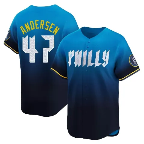 Men's Philadelphia Phillies ＃47 Larry Andersen Blue Limited 2024 City Connect Jersey