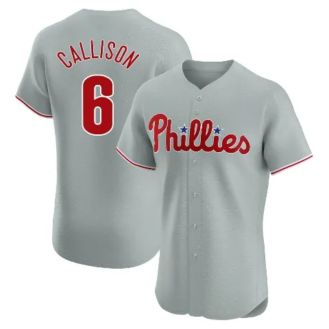 Men's Philadelphia Phillies ＃6 Johnny Callison Gray Elite Road Jersey