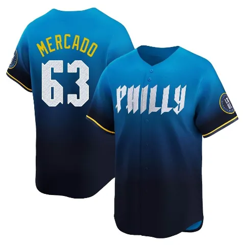 Men's Philadelphia Phillies ＃63 Michael Mercado Blue Limited 2024 City Connect Jersey