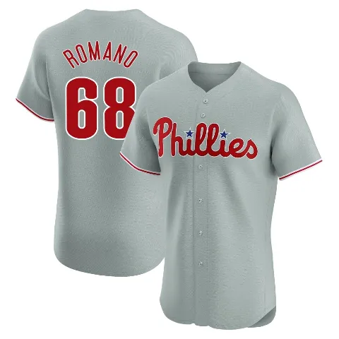 Men's Philadelphia Phillies ＃68 Jordan Romano Gray Elite Road Jersey