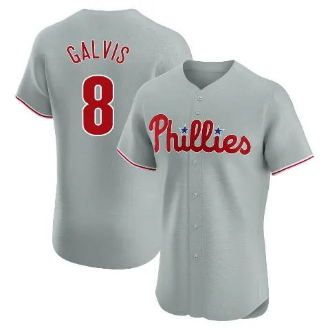 Men's Philadelphia Phillies ＃8 Freddy Galvis Gray Elite Road Jersey