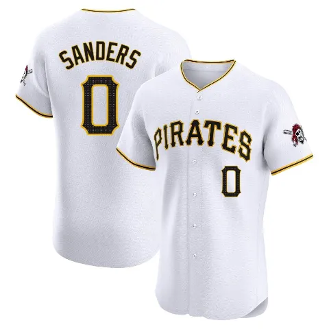 Men's Pittsburgh Pirates ＃0 Camden Sanders White Elite Home Jersey