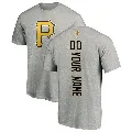 Men's Pittsburgh Pirates ＃00 Custom T-Shirt Custom Backer T-Shirt - Ash