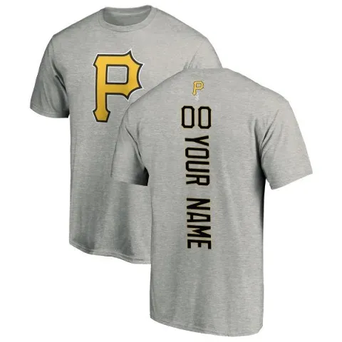 Men's Pittsburgh Pirates ＃00 Custom T-Shirt Custom Backer T-Shirt - Ash