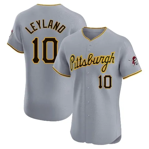 Men's Pittsburgh Pirates ＃10 Jim Leyland Gray Elite Road Jersey
