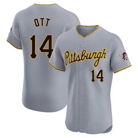 Men's Pittsburgh Pirates ＃14 Ed Ott Gray Elite Road Jersey