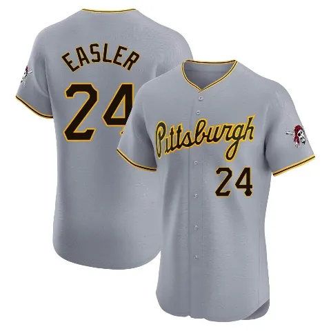 Men's Pittsburgh Pirates ＃24 Mike Easler Gray Elite Road Jersey