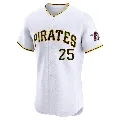 Men's Pittsburgh Pirates ＃25 Gregory Polanco White Elite Home Jersey