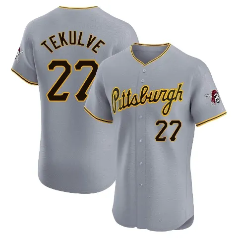 Men's Pittsburgh Pirates ＃27 Kent Tekulve Gray Elite Road Jersey
