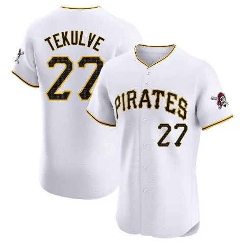 Men's Pittsburgh Pirates ＃27 Kent Tekulve White Elite Home Jersey