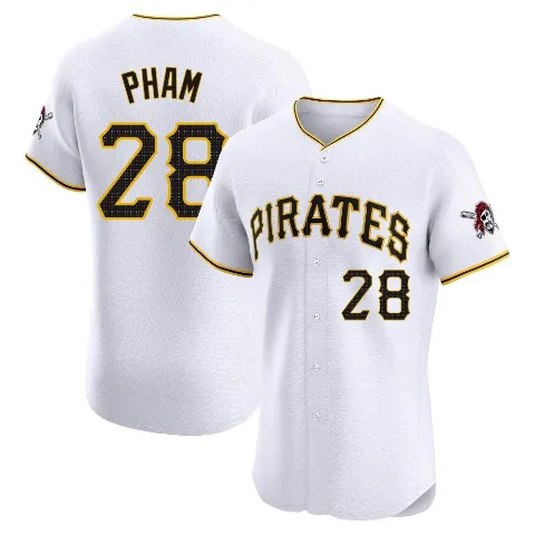 Men's Pittsburgh Pirates ＃28 Tommy Pham White Elite Home Jersey