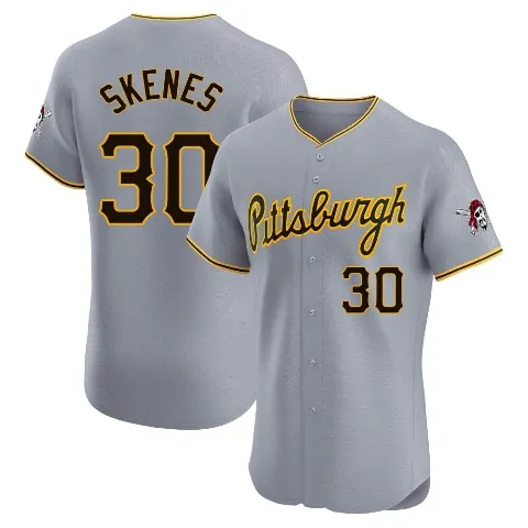 Men's Pittsburgh Pirates ＃30 Paul Skenes Gray Elite Road Jersey