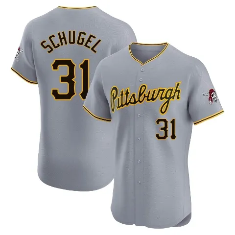 Men's Pittsburgh Pirates ＃31 A.J. Schugel Gray Elite Road Jersey