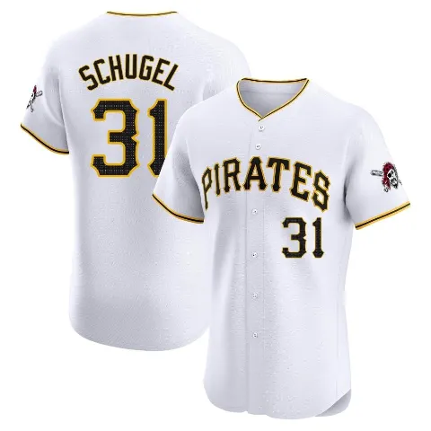 Men's Pittsburgh Pirates ＃31 A.J. Schugel White Elite Home Jersey