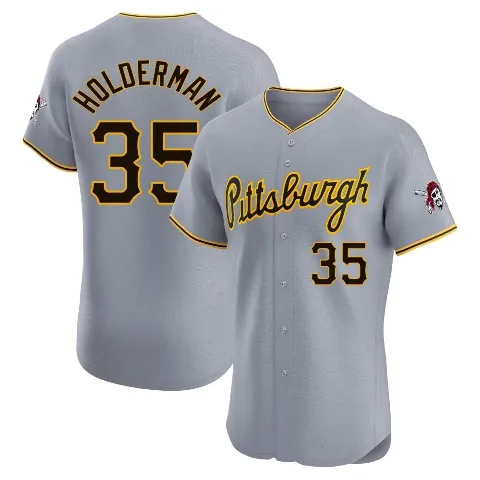 Men's Pittsburgh Pirates ＃35 Colin Holderman Gray Elite Road Jersey