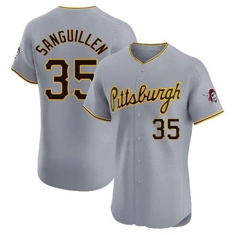 Men's Pittsburgh Pirates ＃35 Manny Sanguillen Gray Elite Road Jersey