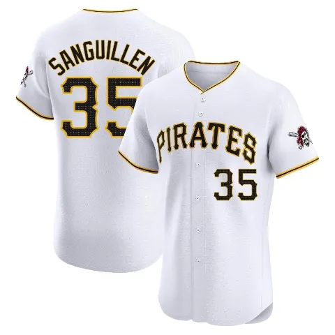 Men's Pittsburgh Pirates ＃35 Manny Sanguillen White Elite Home Jersey