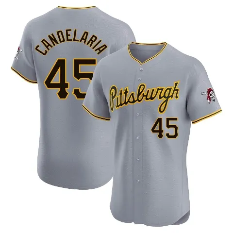 Men's Pittsburgh Pirates ＃45 John Candelaria Gray Elite Road Jersey