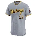 Men's Pittsburgh Pirates ＃53 Mike Burrows Gray Elite Road Jersey