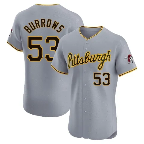 Men's Pittsburgh Pirates ＃53 Mike Burrows Gray Elite Road Jersey