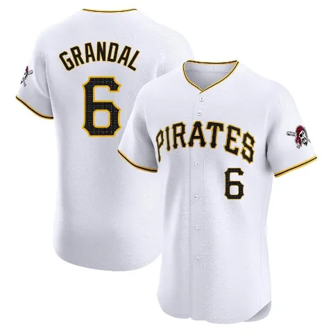 Men's Pittsburgh Pirates ＃6 Yasmani Grandal White Elite Home Jersey
